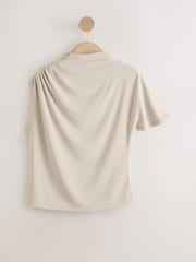 Piedra - Asymmetric Draped Short Sleeve Top - Imagen 6 de 8