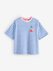 Little Bird by Jools Oliver Cherry Applique Stripe Boxy T-Shirt - Image 6 of 6