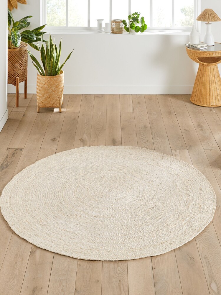 La Redoute Intérieurs Bleached Aftas Round Bleached Jute Rug - Image 1 of 4