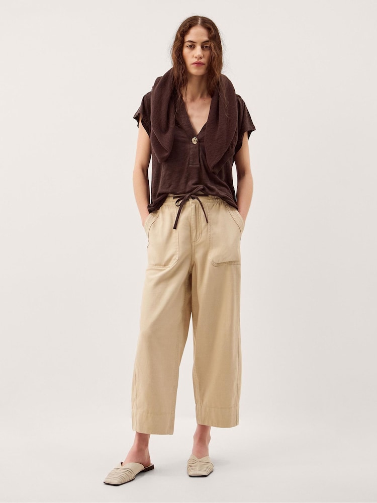 Monsoon Brown Lucy Linen T-Shirt - Image 1 of 5