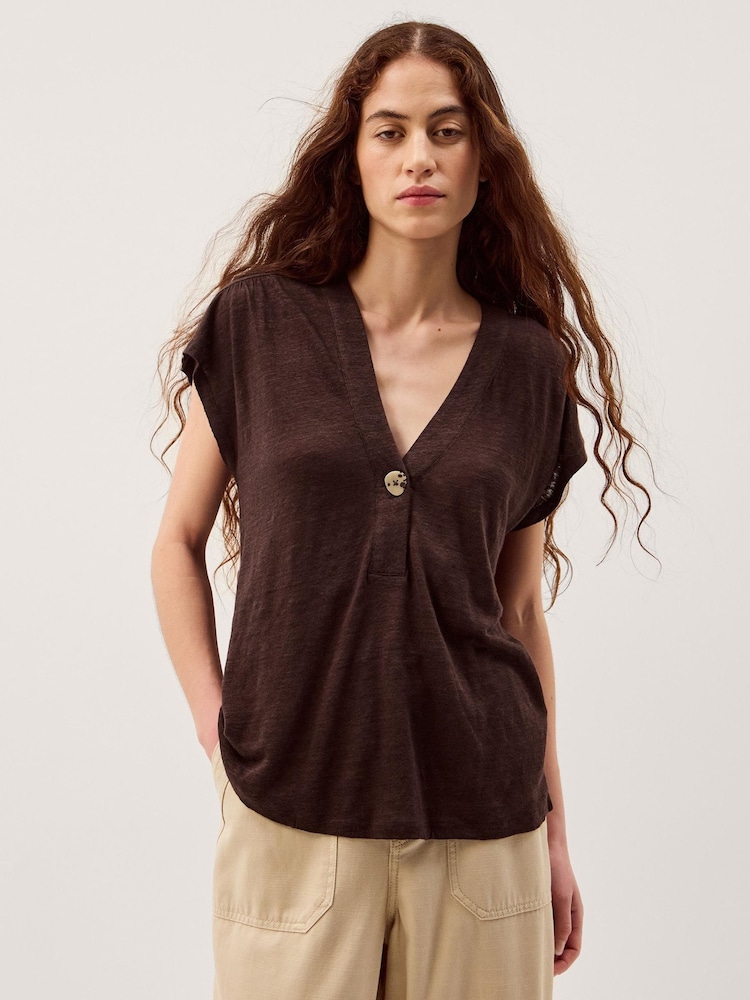 Monsoon Brown Lucy Linen T-Shirt - Image 2 of 5