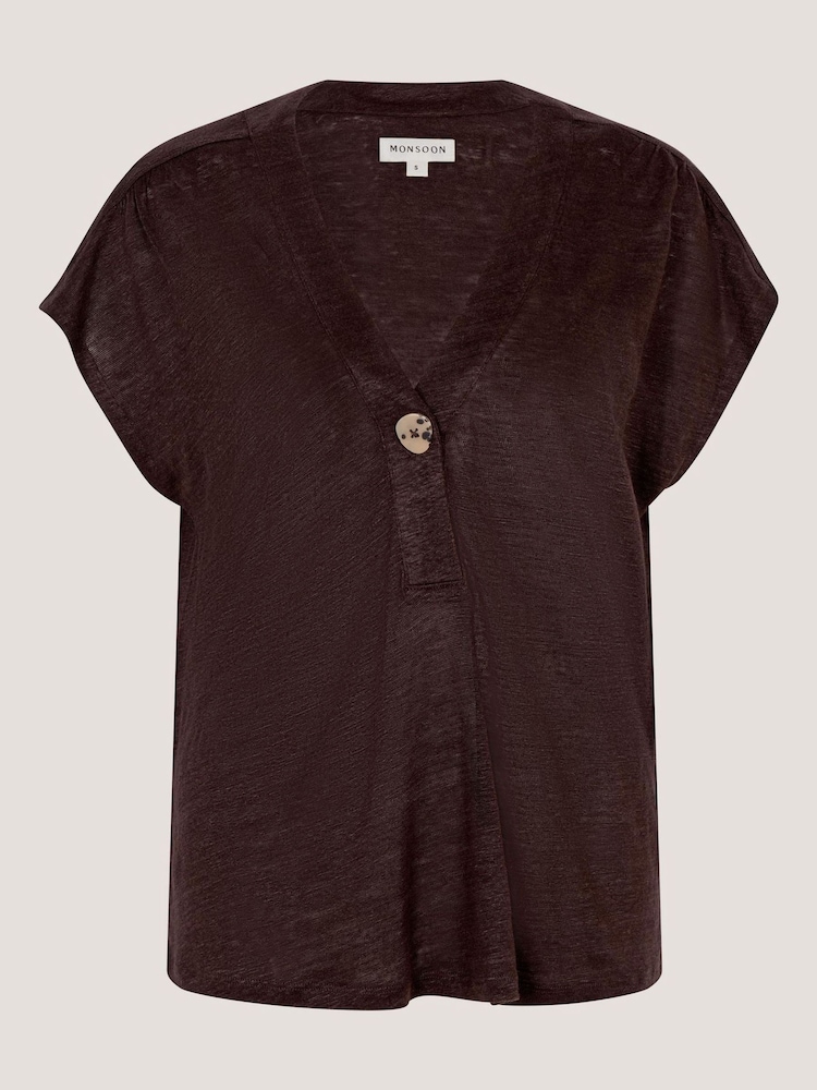 Monsoon Brown Lucy Linen T-Shirt - Image 5 of 5