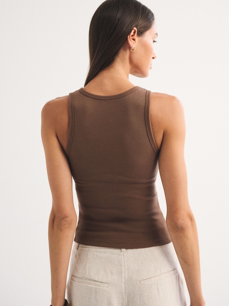 Abercrombie & Fitch Brown BraFree Rib HighNeck Tank Top - Image 2 of 5