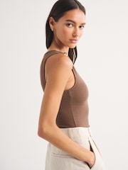 Abercrombie & Fitch Brown BraFree Rib HighNeck Tank Top - Image 3 of 5