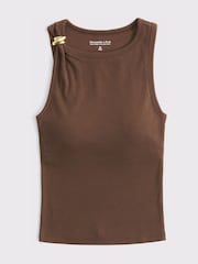 Abercrombie & Fitch Brown BraFree Rib HighNeck Tank Top - Image 5 of 5