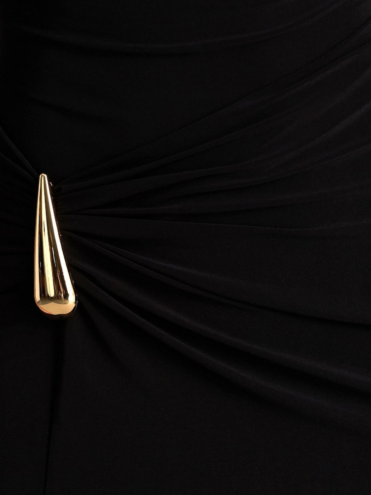 Club L London Black Arlena High-Neck Wrapped Maxi Dress - Image 6 of 6