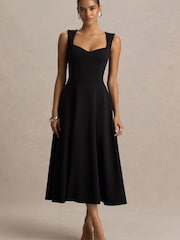 Club L London Black Andromeda Sweetheart Neck Midi Dress - Image 1 of 6