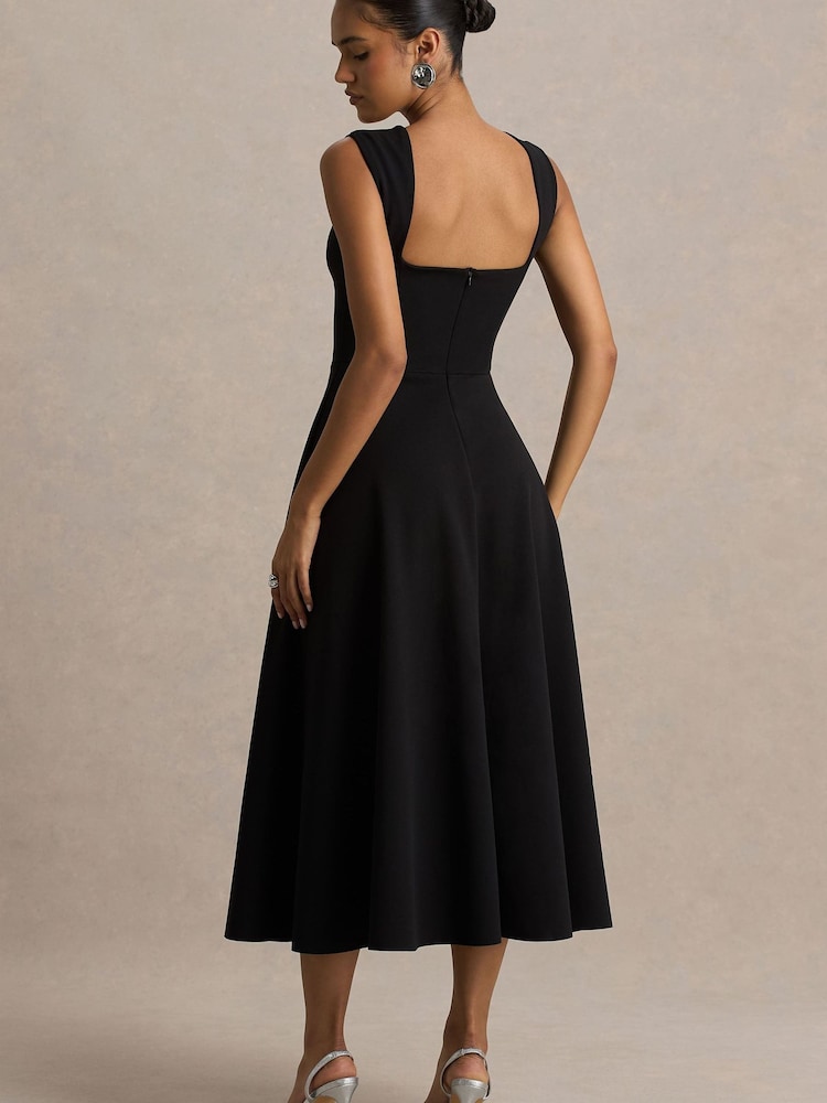 Club L London Black Andromeda Sweetheart Neck Midi Dress - Image 2 of 6