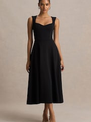 Club L London Black Andromeda Sweetheart Neck Midi Dress - Image 3 of 6