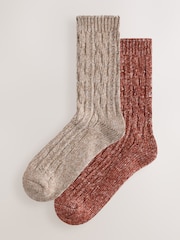 Rust Brown/Neutral Sparkle Knitted Ankle Socks 2 Pack - Image 1 of 5
