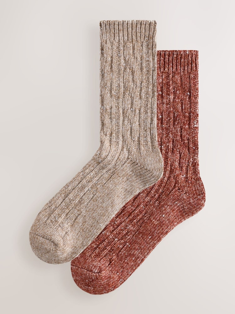 Rust Brown/Neutral Sparkle Knitted Ankle Socks 2 Pack - Image 1 of 5 Rust Brown/Neutral Sparkle Knitted Ankle Socks 2 Pack - Image 1 of 5
