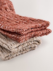 Rust Brown/Neutral Sparkle Knitted Ankle Socks 2 Pack - Image 4 of 5