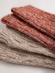 Rust Brown/Neutral Sparkle Knitted Ankle Socks 2 Pack - Image 5 of 5