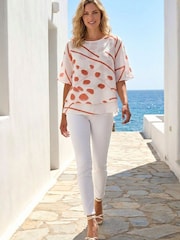 Roman White Abstract Layered Tunic Top - Image 2 of 4