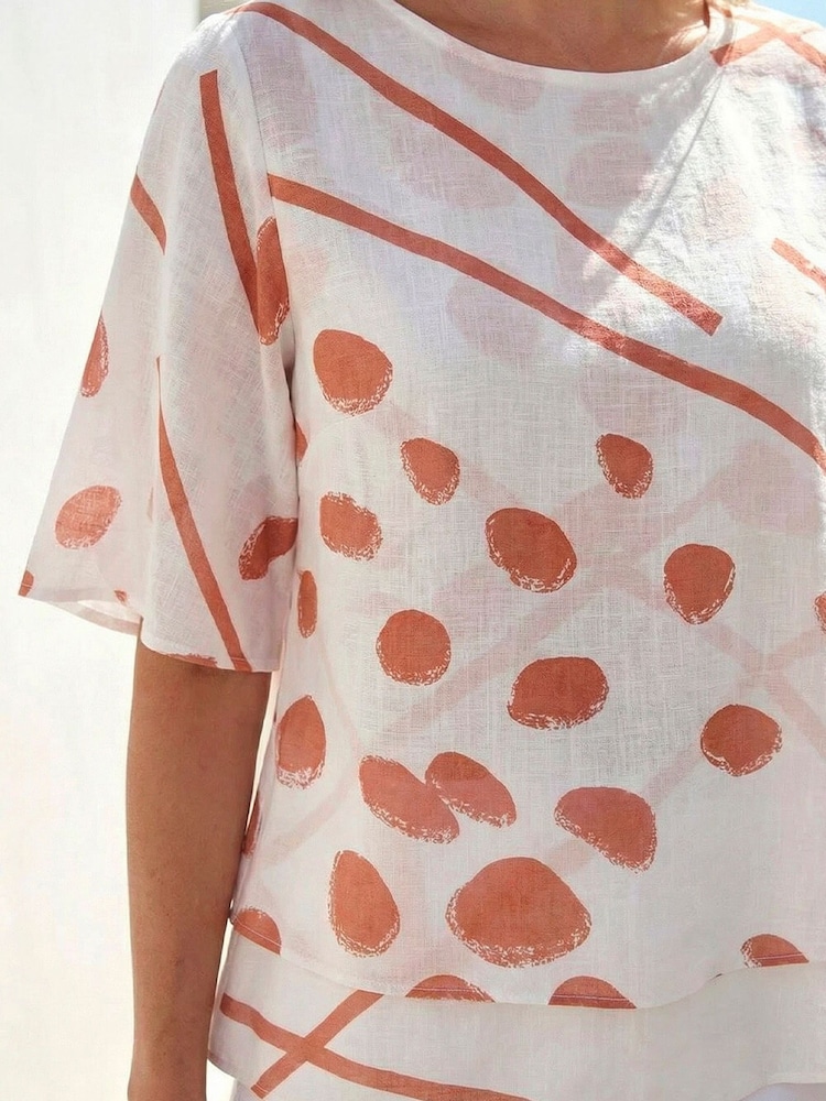 Roman White Abstract Layered Tunic Top - Image 4 of 4