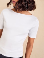 Friends Like These Ivory Short Sleeve Ribbed Boat Neck T-Shirt - Image 4 of 5