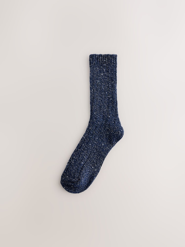 Navy Blue/Silver Grey Sparkle Knitted Ankle Socks 2 Pack - Image 2 of 5 Navy Blue/Silver Grey Sparkle Knitted Ankle Socks 2 Pack - Image 2 of 5