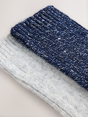 Navy Blue/Silver Grey Sparkle Knitted Ankle Socks 2 Pack - Image 4 of 5