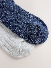 Navy Blue/Silver Grey Sparkle Knitted Ankle Socks 2 Pack - Image 5 of 5