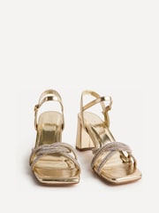 Linzi Gold Gemini Diamante Block Heeled Sandals - Image 3 of 6