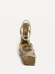 Linzi Gold Gemini Diamante Block Heeled Sandals - Image 4 of 6