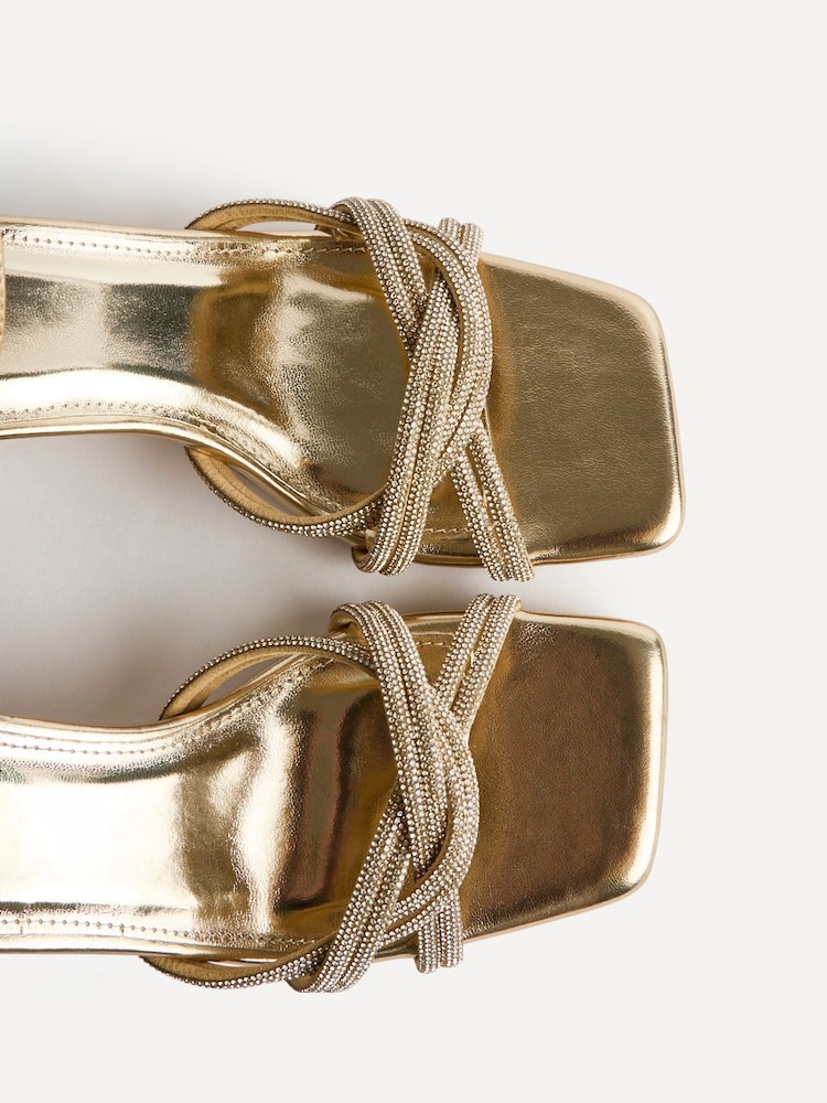 Linzi Gold Gemini Diamante Block Heeled Sandals - Image 5 of 5 Linzi Gold Gemini Diamante Block Heeled Sandals - Image 5 of 5