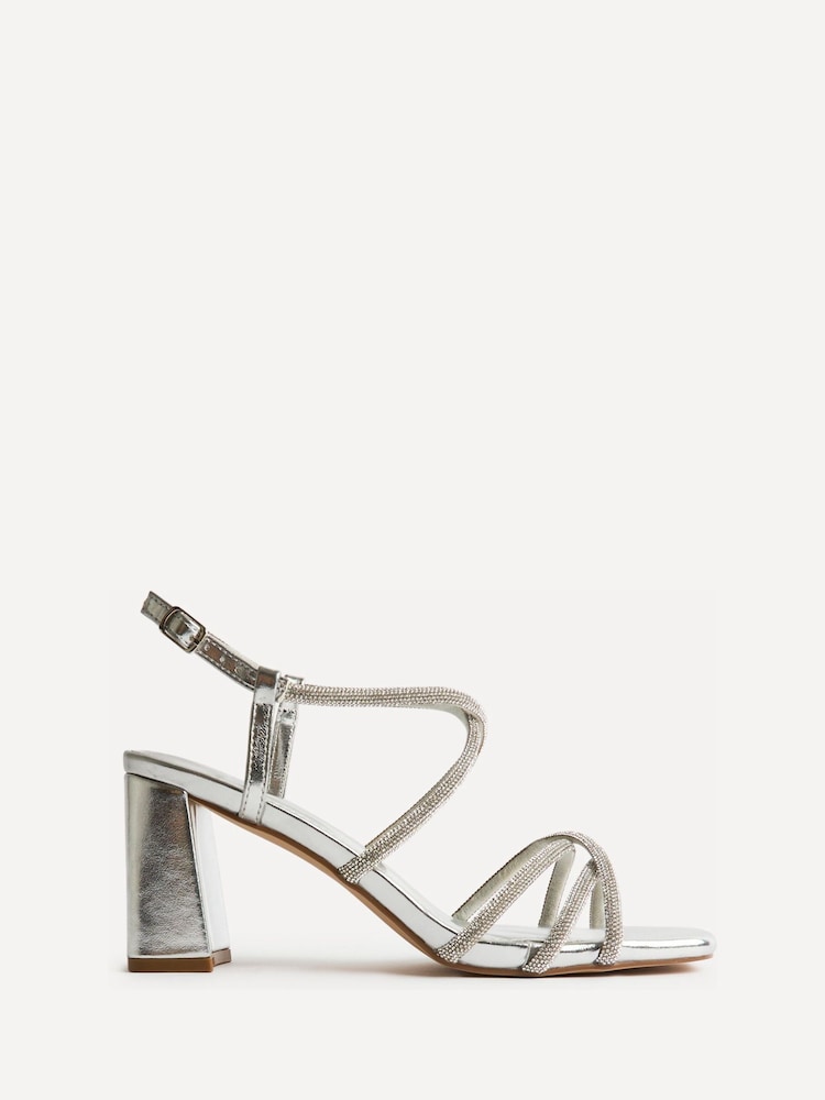 Linzi Silver Leyla Diamante Strappy Heeled Sandals - Image 2 of 5