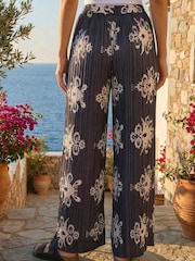 Roman Black Floral Pleated Trousers - Image 3 of 4