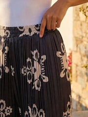 Roman Black Floral Pleated Trousers - Image 4 of 4