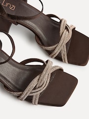 Linzi Brown Gemini Diamante Block Heeled Sandals - Image 5 of 5