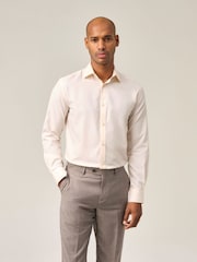 Skopes Cream Tailored Fit 100% Cotton Double Cuff Dobby Shirt - Image 1 of 6