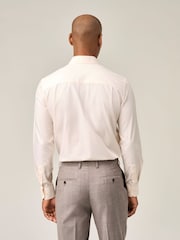 Skopes Cream Tailored Fit 100% Cotton Double Cuff Dobby Shirt - Image 2 of 6
