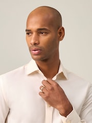 Skopes Cream Tailored Fit 100% Cotton Double Cuff Dobby Shirt - Image 3 of 6