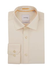 Skopes Cream Tailored Fit 100% Cotton Double Cuff Dobby Shirt - Image 6 of 6