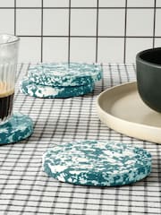 Curateology Set of 8 Green and White Rock Coasters - Image 1 of 3