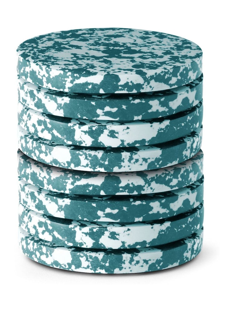 Curateology Set of 8 Green and White Rock Coasters - Image 2 of 3