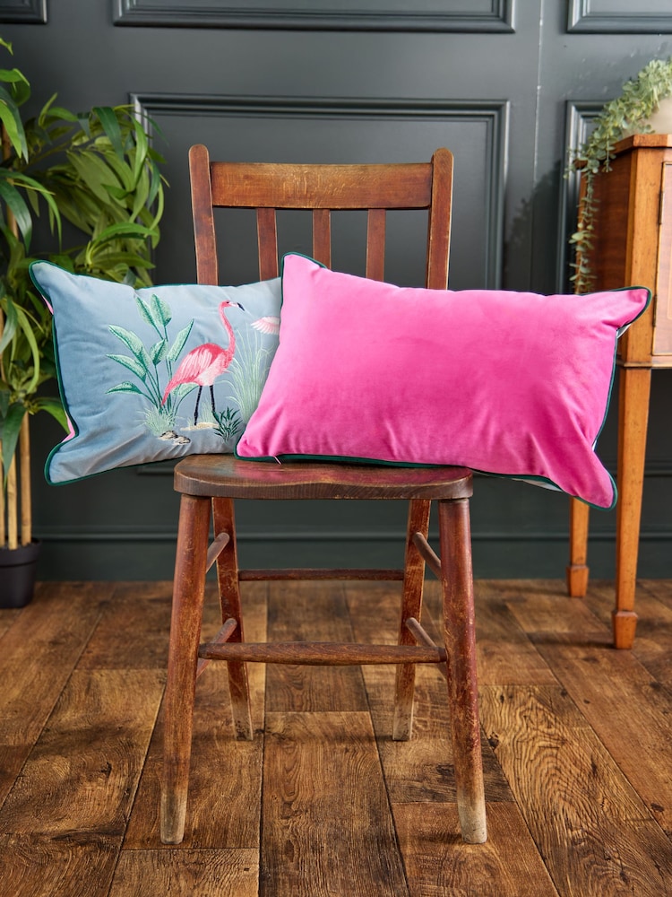 Joe Browns Blue Flamingo Frenzy Embroidered Cushion - Image 2 of 6 Joe Browns Blue Flamingo Frenzy Embroidered Cushion - Image 2 of 6