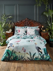 Joe Browns Aqua Flamingo Frenzy Cotton Sateen Reversible Duvet Cover and Pillowcase Set - Image 1 of 7