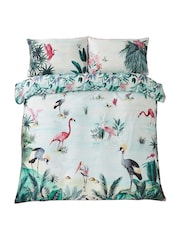 Joe Browns Aqua Flamingo Frenzy Cotton Sateen Reversible Duvet Cover and Pillowcase Set - Image 6 of 7