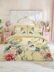 Joe Browns Cream Elegant Cranes Cotton Sateen Reversible Duvet Cover and Pillowcase Set - Image 1 of 3