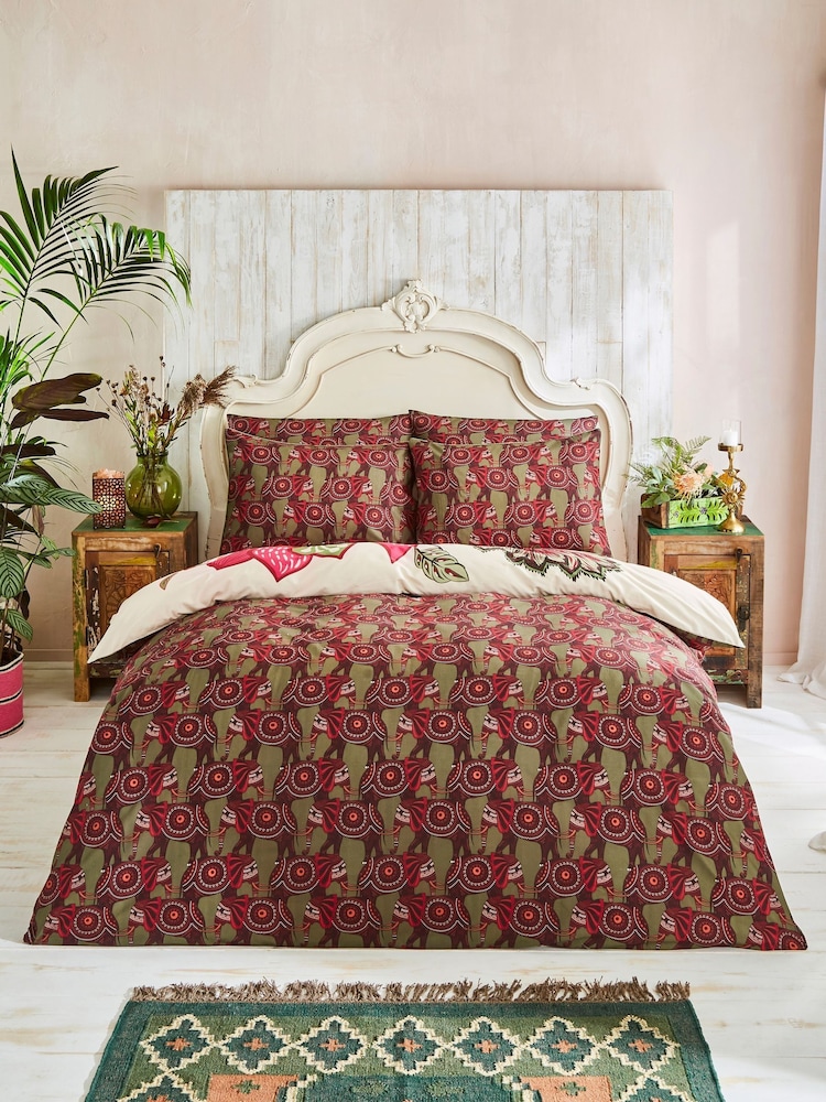 Joe Browns Fuchsia Floral Elephant Cotton Reversible Duvet Cover and Pillowcase Set - Image 2 of 6