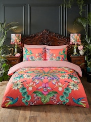 Joe Browns Coral Marvellous Mirrored Bird Cotton Sateen Reversible Duvet Cover and Pillowcase Set - Image 1 of 3