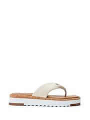 Moda in Pelle White Kadence Leather Toe Post Low Wedge Sandals - Image 1 of 4