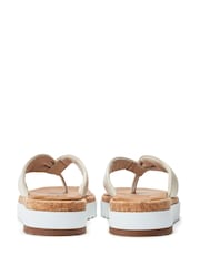 Moda in Pelle White Kadence Leather Toe Post Low Wedge Sandals - Image 3 of 4