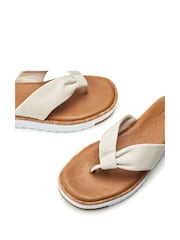 Moda in Pelle White Kadence Leather Toe Post Low Wedge Sandals - Image 4 of 4