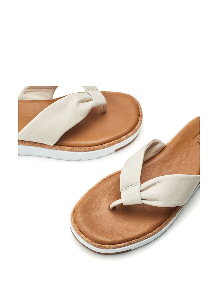 Moda in Pelle White Kadence Leather Toe Post Low Wedge Sandals - Image 4 of 4 Moda in Pelle White Kadence Leather Toe Post Low Wedge Sandals - Image 4 of 4