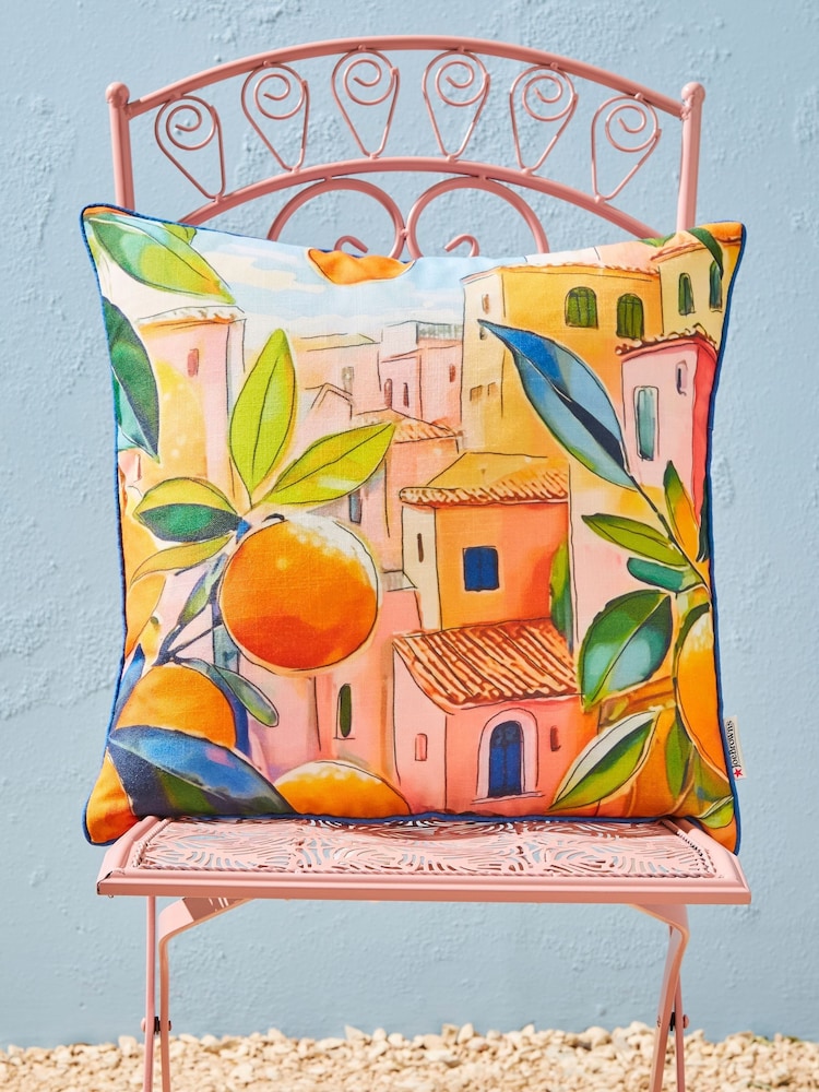 Joe Browns Orange Viva Italia Reversible Garden Cushion - Image 1 of 7