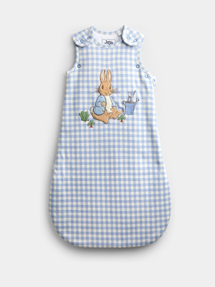 Jojo Maman Bébé Blue Gingham Peter Rabbit™ Appliqué 2.5 Tog Sleeping Bag - Image 1 of 4 Jojo Maman Bébé Blue Gingham Peter Rabbit™ Appliqué 2.5 Tog Sleeping Bag - Image 1 of 4