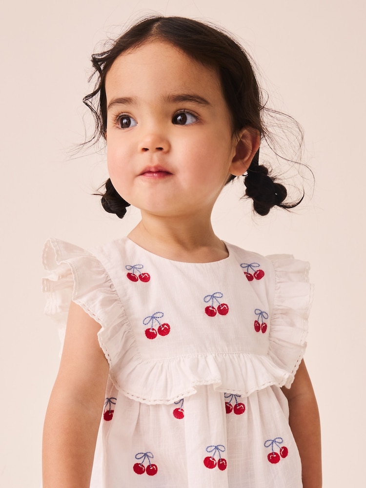 Blue Stripe & Red Cherries Trouser and Sleeveless Blouse Set (3mths-8yrs) - Image 4 of 4 Blue Stripe & Red Cherries Trouser and Sleeveless Blouse Set (3mths-8yrs) - Image 4 of 4