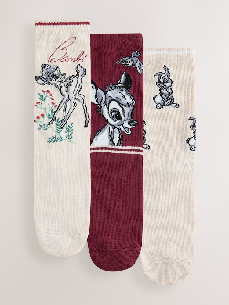 Disney Bambi Deer Licensed Ankle Socks 3 Pack - Image 1 of 6 Disney Bambi Deer Licensed Ankle Socks 3 Pack - Image 1 of 6